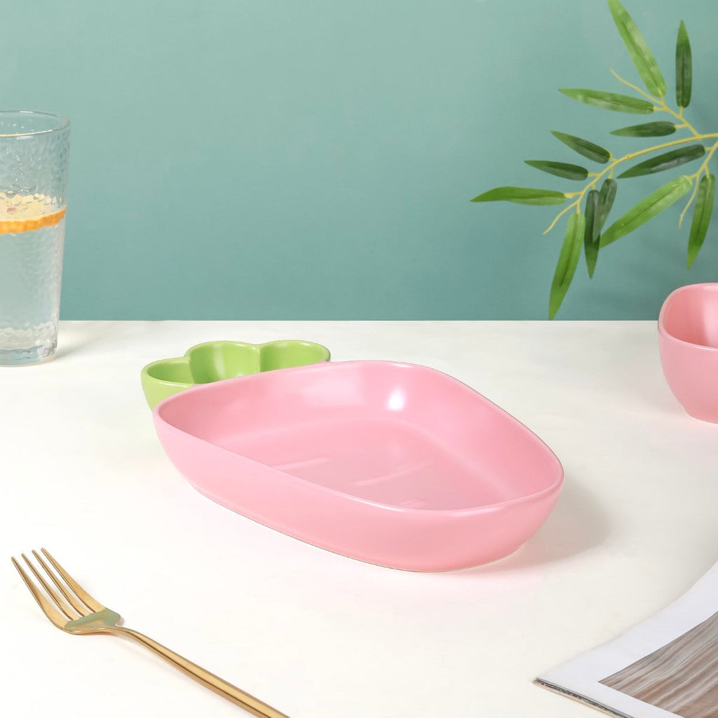 Ceramic Chip And Dip Platter Pink 550 ml Nestasia