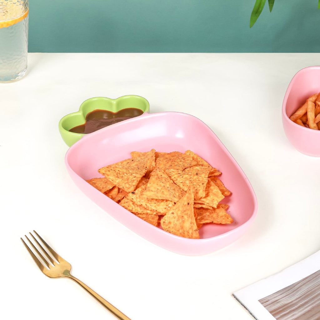Ceramic Chip And Dip Platter Pink 550 ml Nestasia