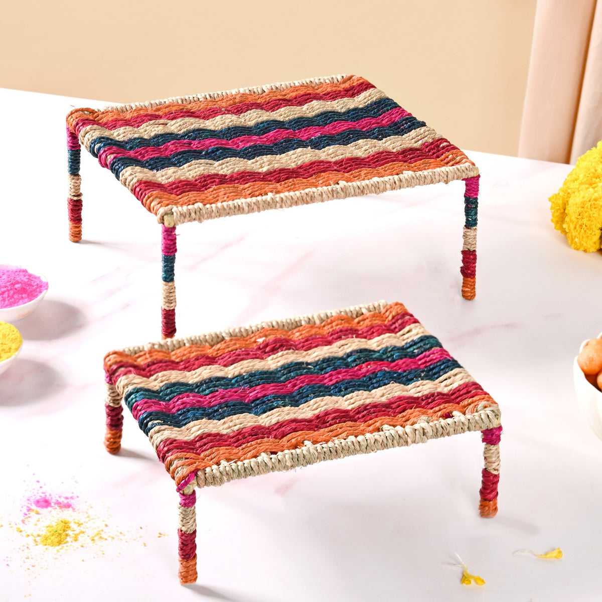 Rainbow Sabai Char Pai Risers Set Of 2 Nestasia