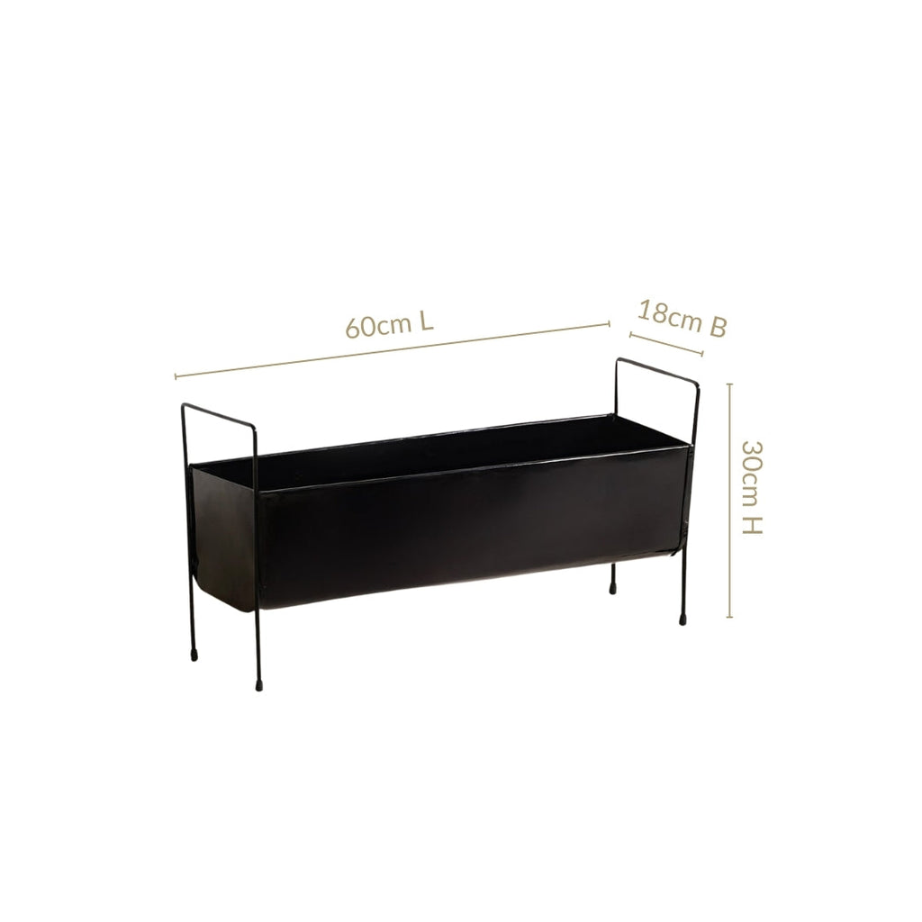 Raised Iron Trough Planter With Handle Black Nestasia