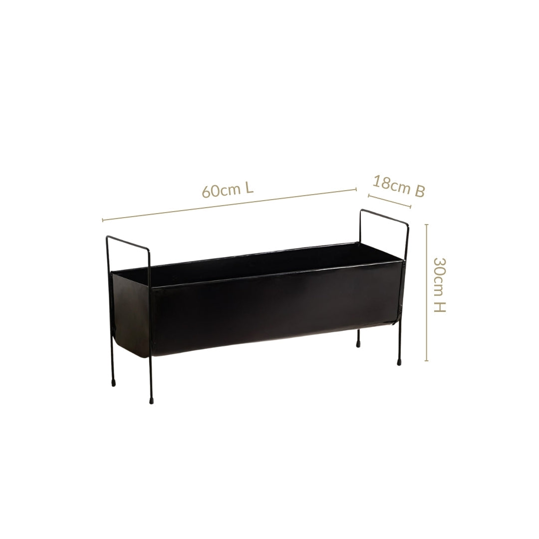 Raised Iron Trough Planter With Handle Black Nestasia