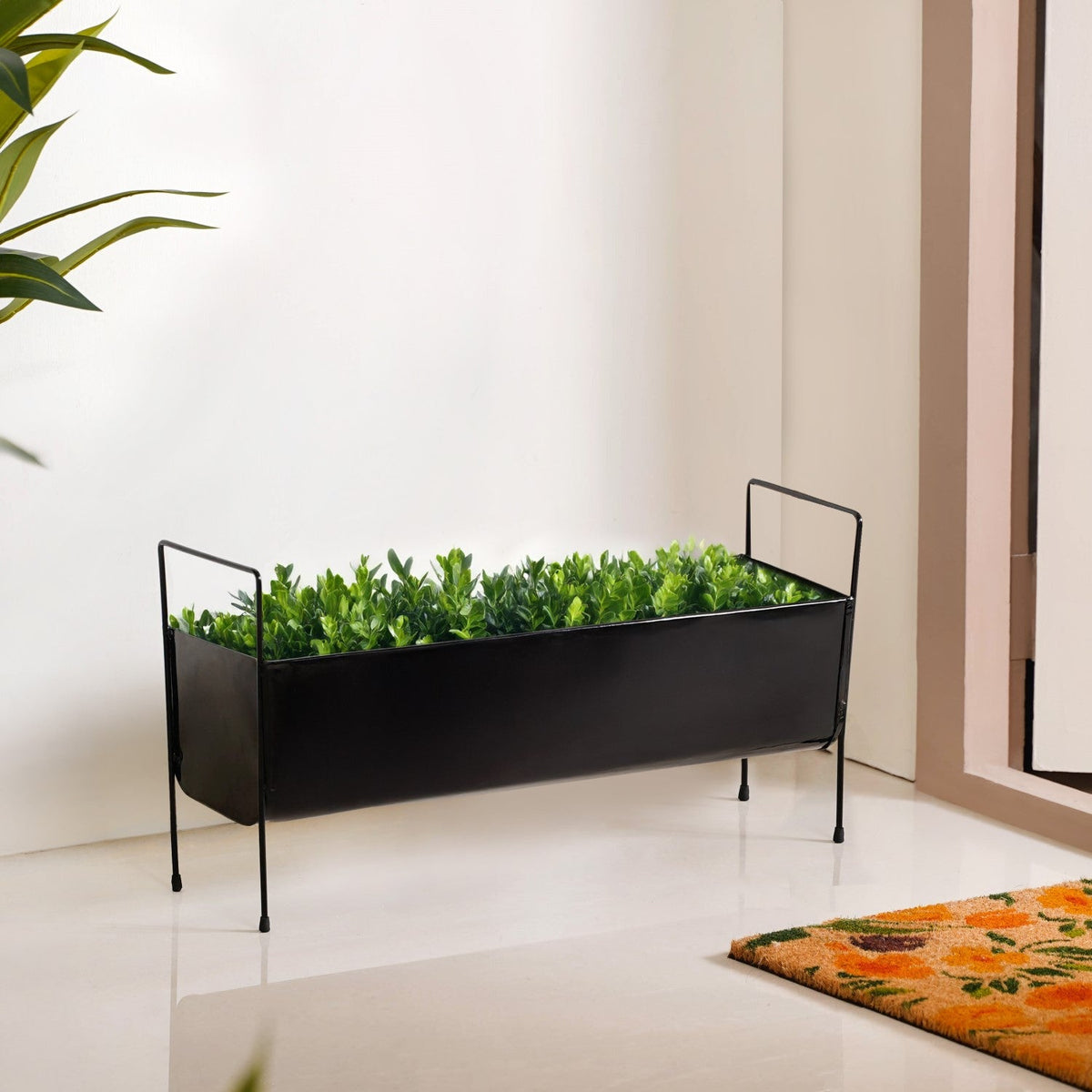 Raised Iron Trough Planter With Handle Black Nestasia