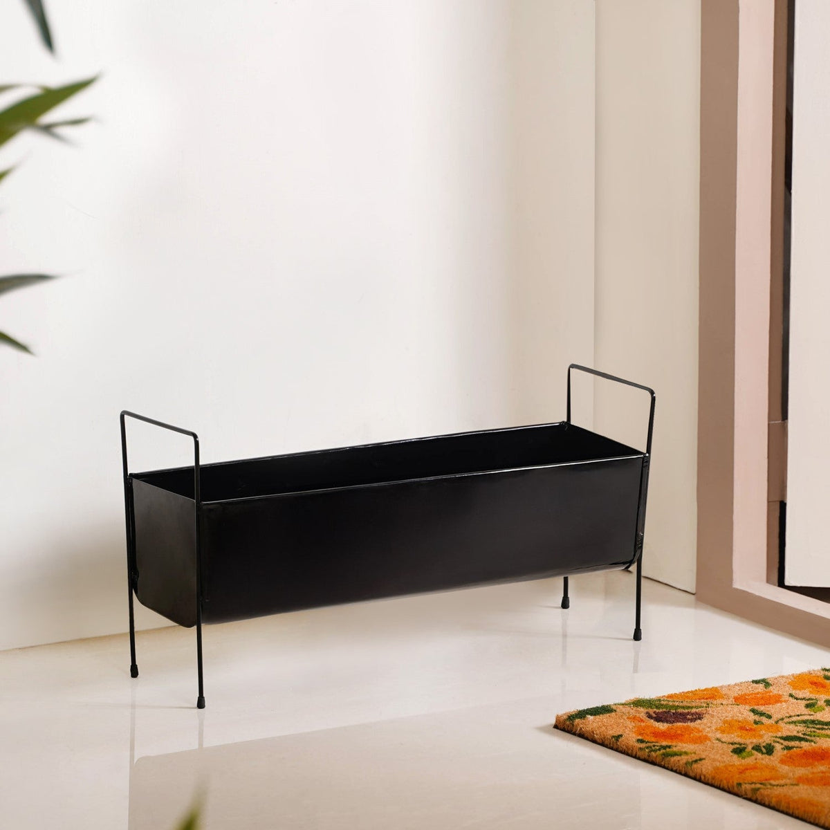 Raised Iron Trough Planter With Handle Black Nestasia