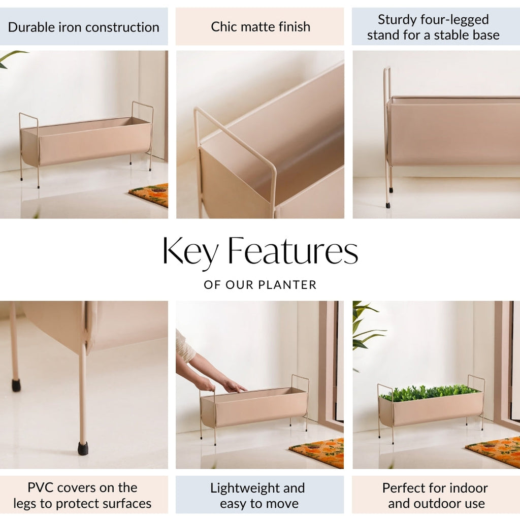 Raised Trough Planter With Handle Beige Nestasia