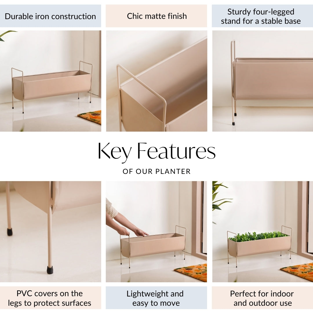 Raised Trough Planter With Handle Beige Nestasia