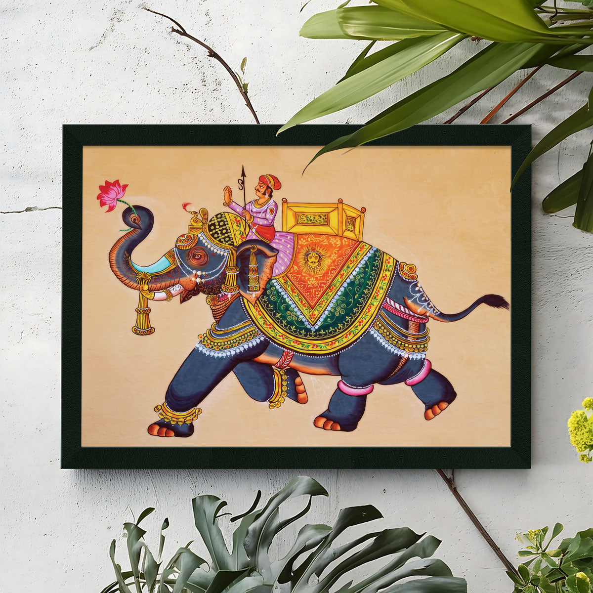 ArtX Rajasthani Elephant and Camel Indian Wall Art Painting, Multicolor, Set Of 2 AXII-11-113-196 ArtX
