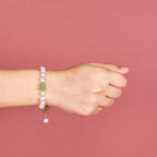 Faux Pearl And Jade Charm Bracelet Nestasia