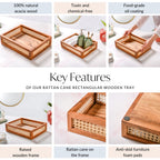 Cane Rectangular Wooden Tray Nestasia