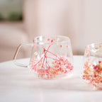 Real Flower Inside Double Wall Glass Cup Set Of 2 180ml Nestasia