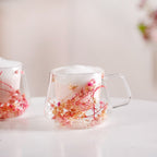Real Flower Inside Double Wall Glass Cup Set Of 2 180ml Nestasia