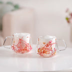 Real Flower Inside Double Wall Glass Cup Set Of 2 180ml Nestasia