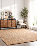 Durable Rustic Rectangular Jute Carpet For Balcony