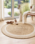 Natural White Round Jute Carpet For Living Room