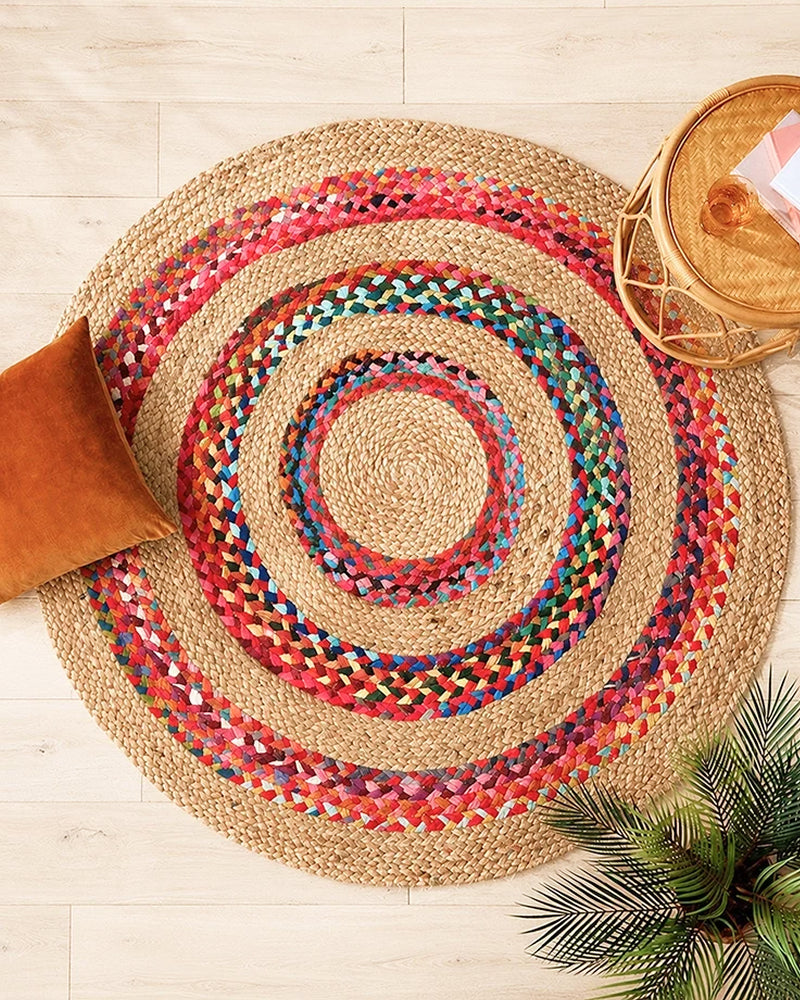 Natural Round Jute Carpet For Dining Room