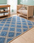 Eco Friendly Blue Rectangular Denim Carpet For Bedroom