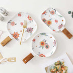 Square Floral Plate with Handle Nestasia