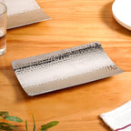 Curved Stainless Steel Hammered Food Platter 25x15cm Nestasia