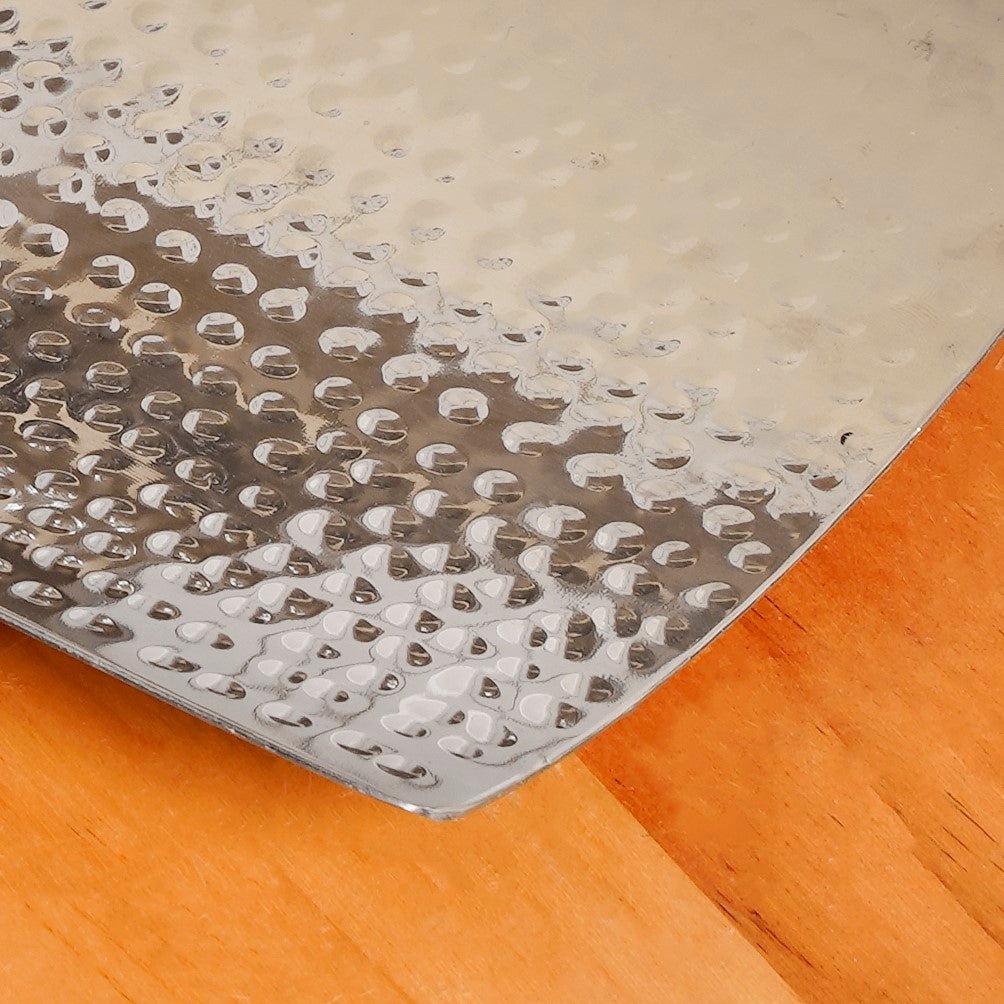Curved Stainless Steel Hammered Food Platter 25x15cm Nestasia