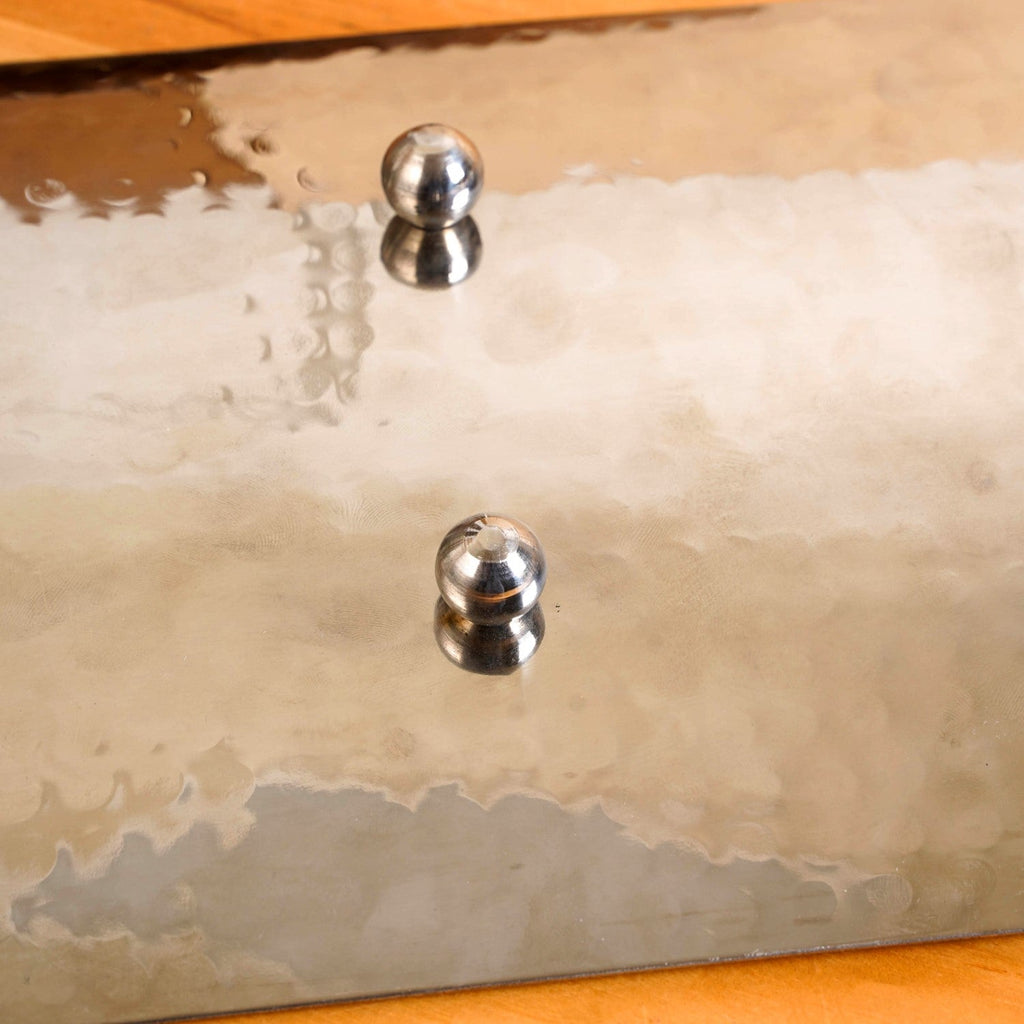 Curved Stainless Steel Hammered Food Platter 25x15cm Nestasia