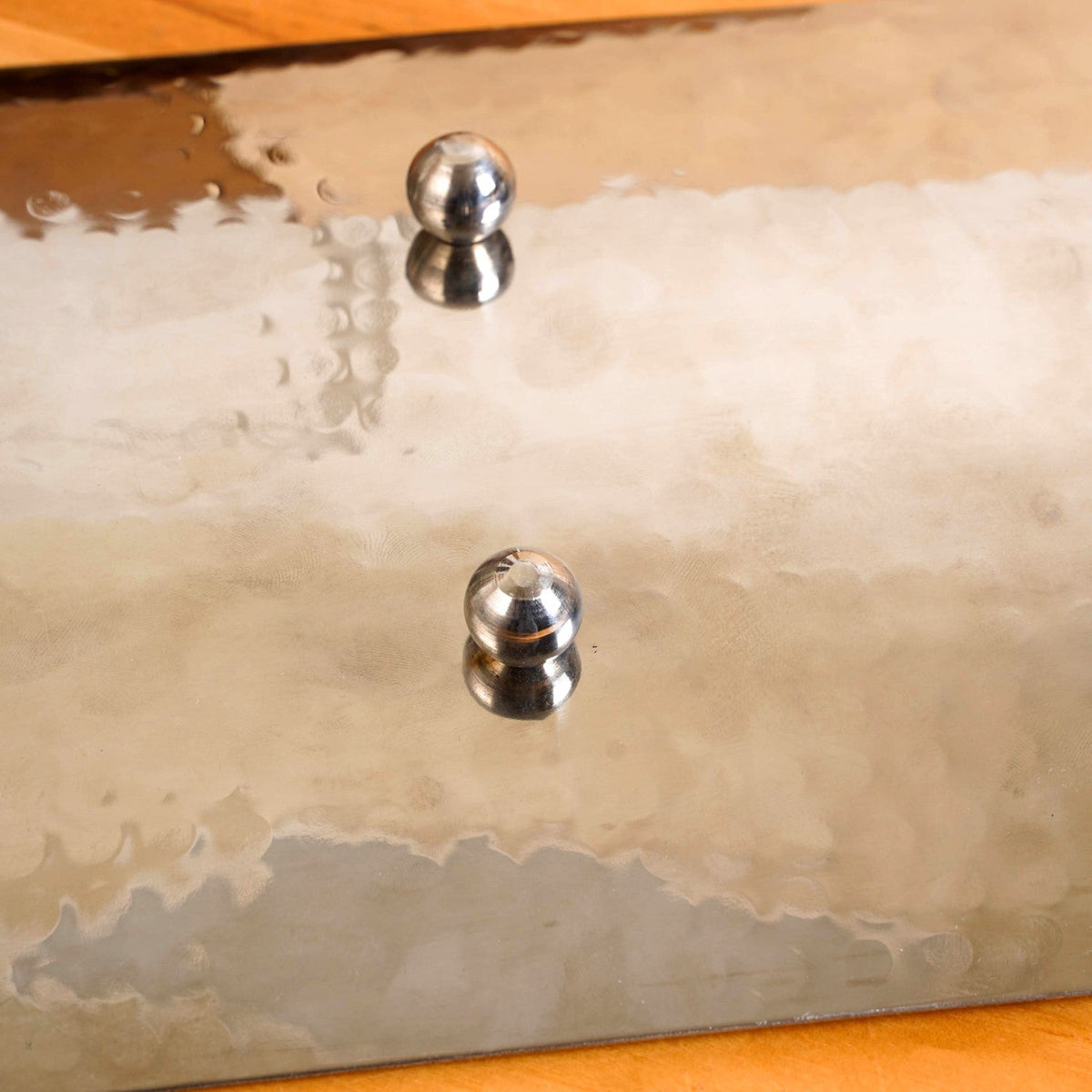 Curved Stainless Steel Hammered Food Platter 25x15cm Nestasia