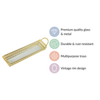 Gold Long Tray With Handles Nestasia