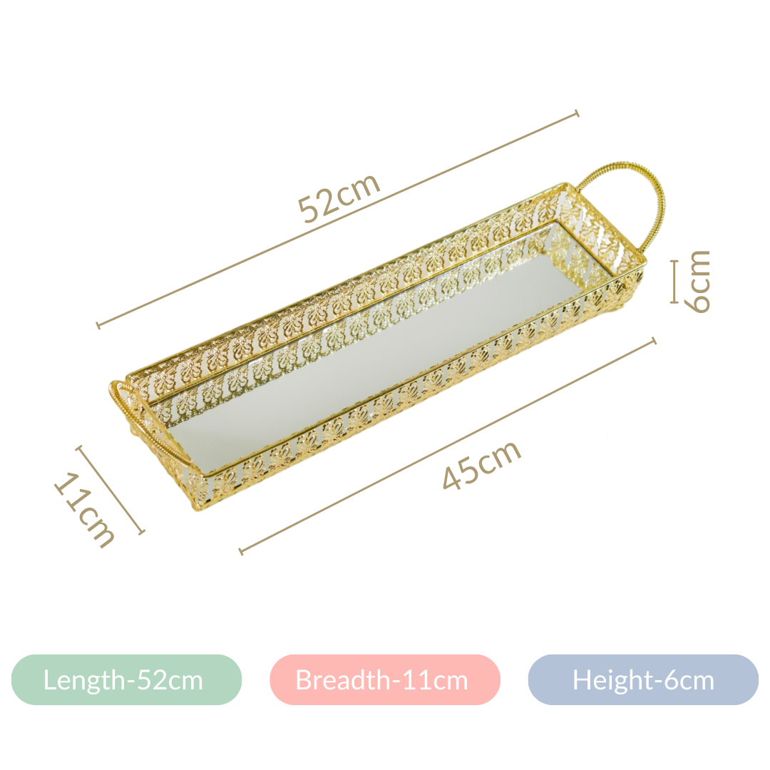 Gold Long Tray With Handles Nestasia