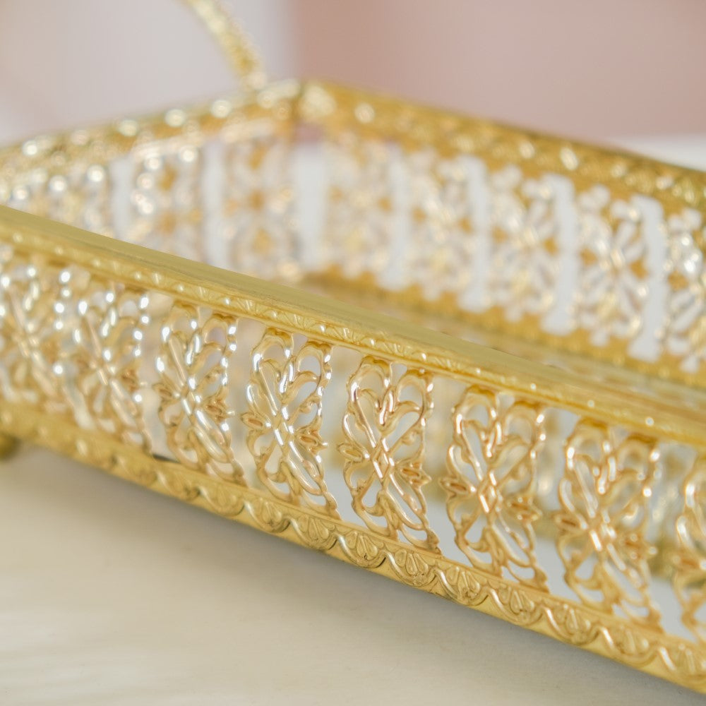 Gold Long Tray With Handles Nestasia