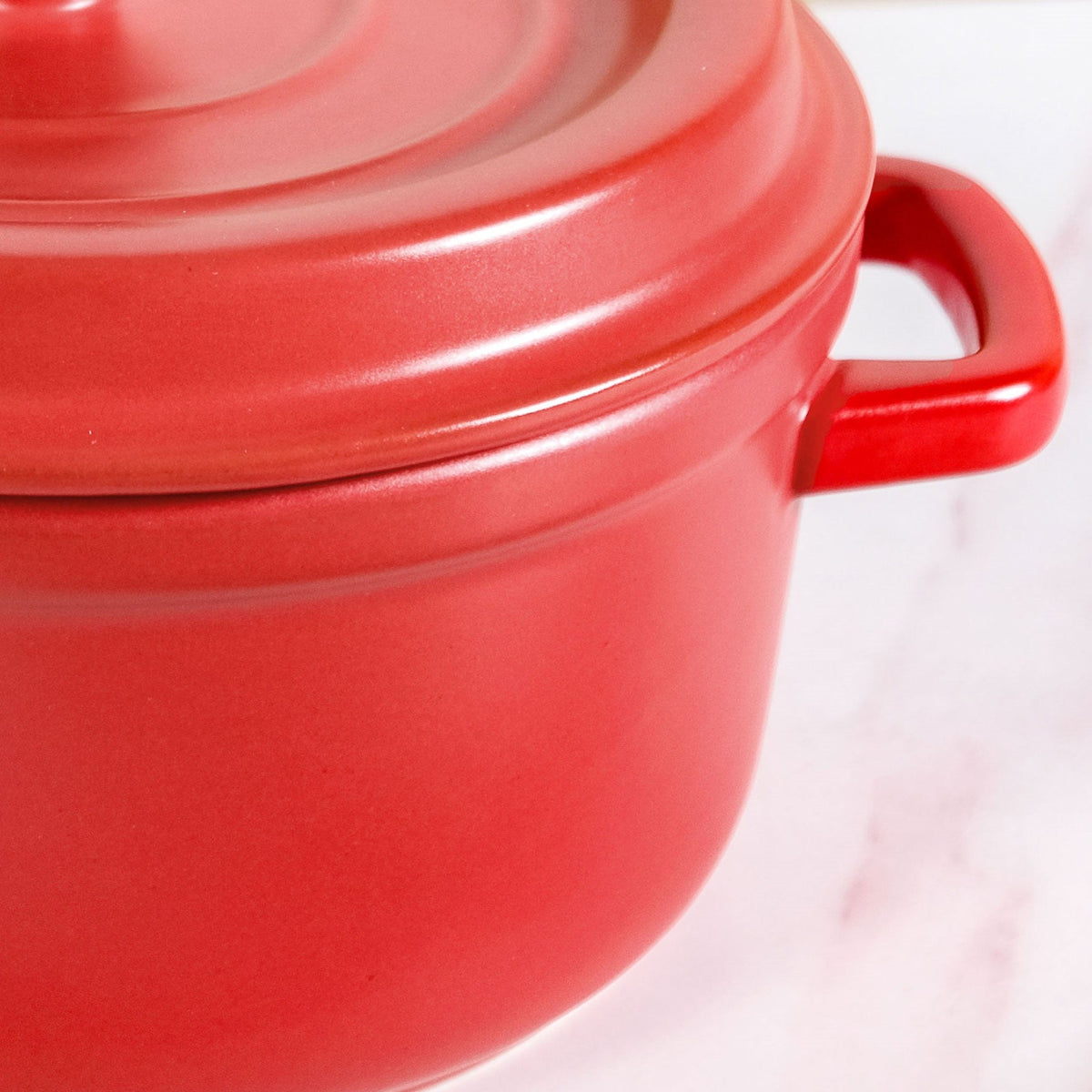 Matte Red Ceramic Cocotte Cooking Pot 4200ml Nestasia