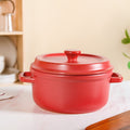 Matte Red Ceramic Cocotte Cooking Pot 4200ml Nestasia