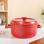Matte Red Ceramic Cocotte Cooking Pot 4200ml Nestasia