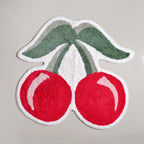 Red Cherry Tufted Cotton Anti Slip Floor Mat 77x73cm Nestasia