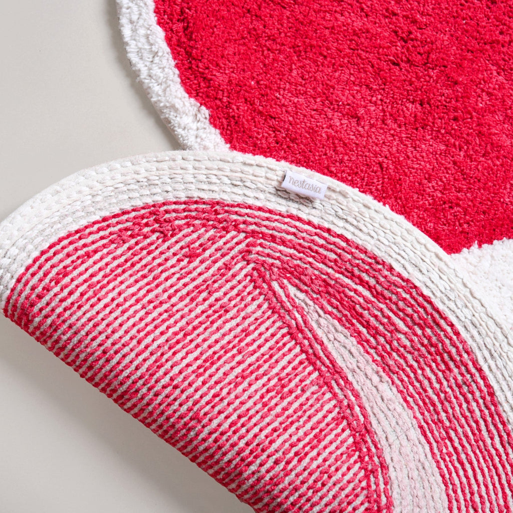 Red Cherry Tufted Cotton Anti Slip Floor Mat 77x73cm Nestasia