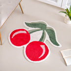 Red Cherry Tufted Cotton Anti Slip Floor Mat 77x73cm Nestasia