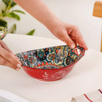 Red Mystic Mandala Ceramic Long Dish 400ml Nestasia