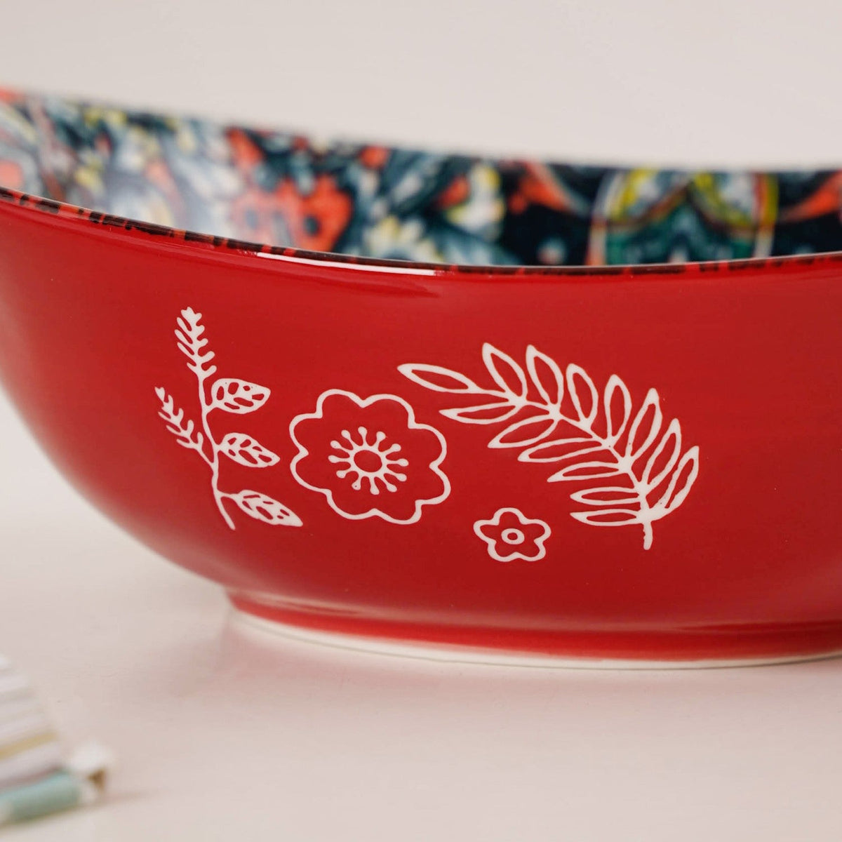 Red Mystic Mandala Ceramic Long Dish 400ml Nestasia