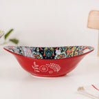 Red Mystic Mandala Ceramic Long Dish 400ml Nestasia