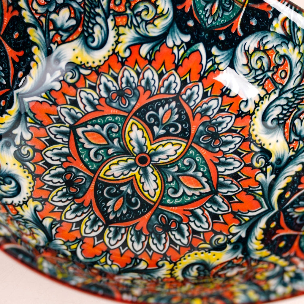 Red Mystic Mandala Ceramic Long Dish 400ml Nestasia