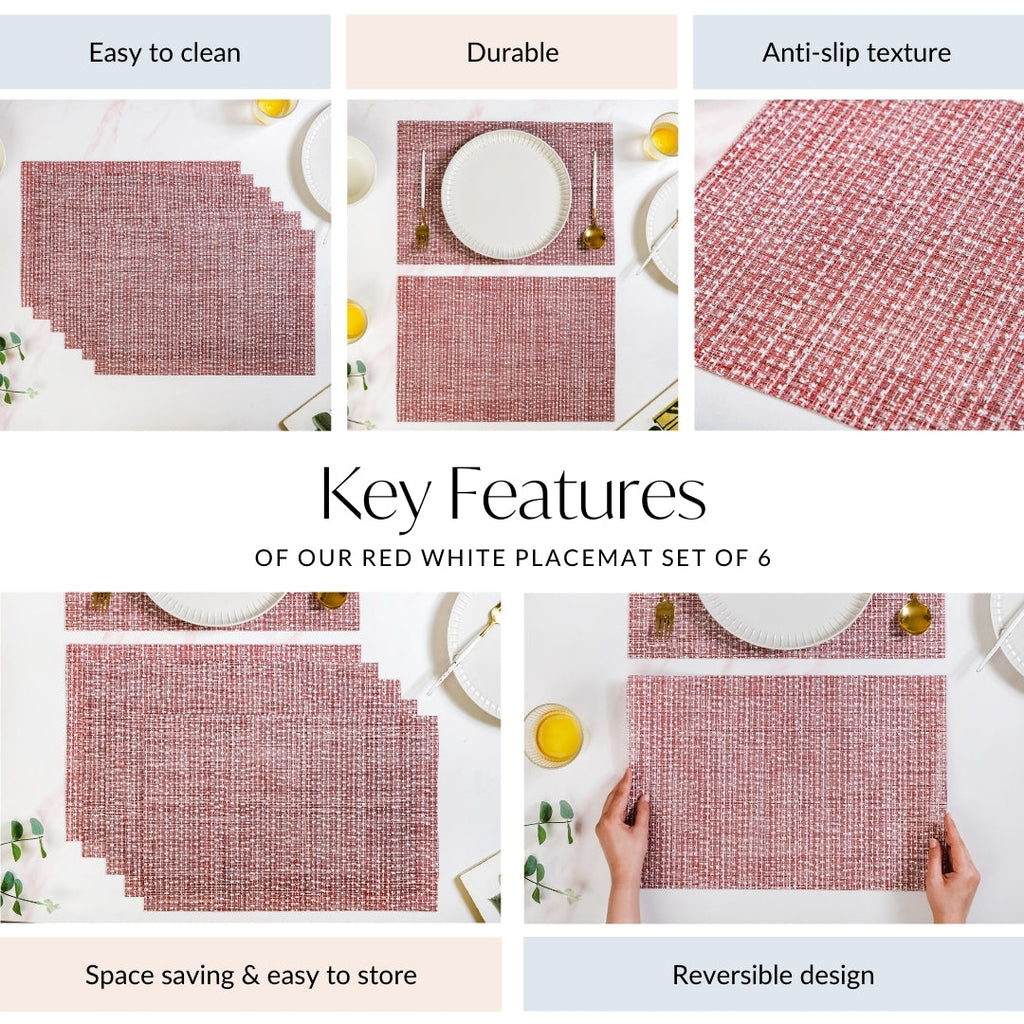 Red White Placemat Set Of 6 Nestasia