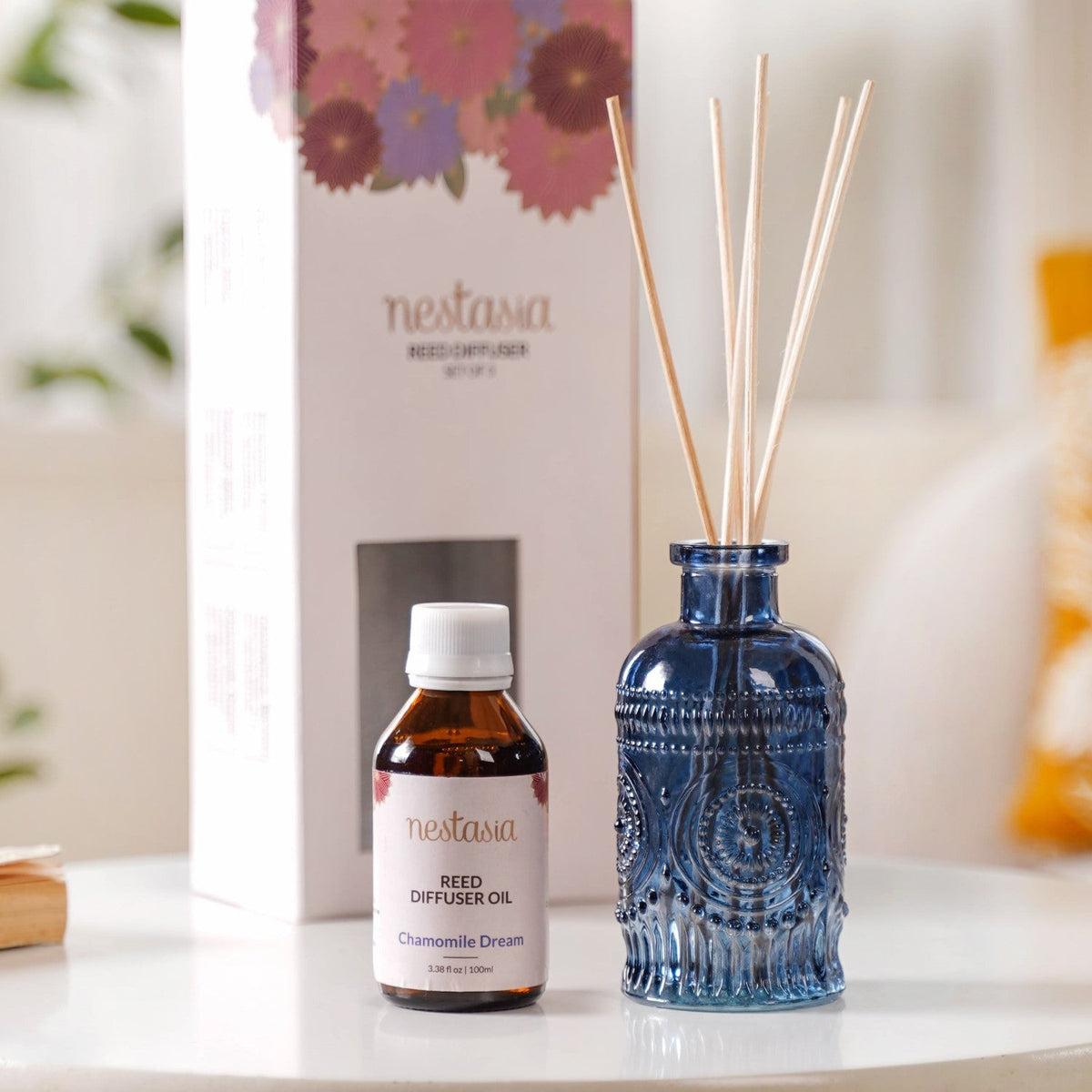 Chamomile Dream Fragrant Reed Diffuser Set Of 3 Nestasia