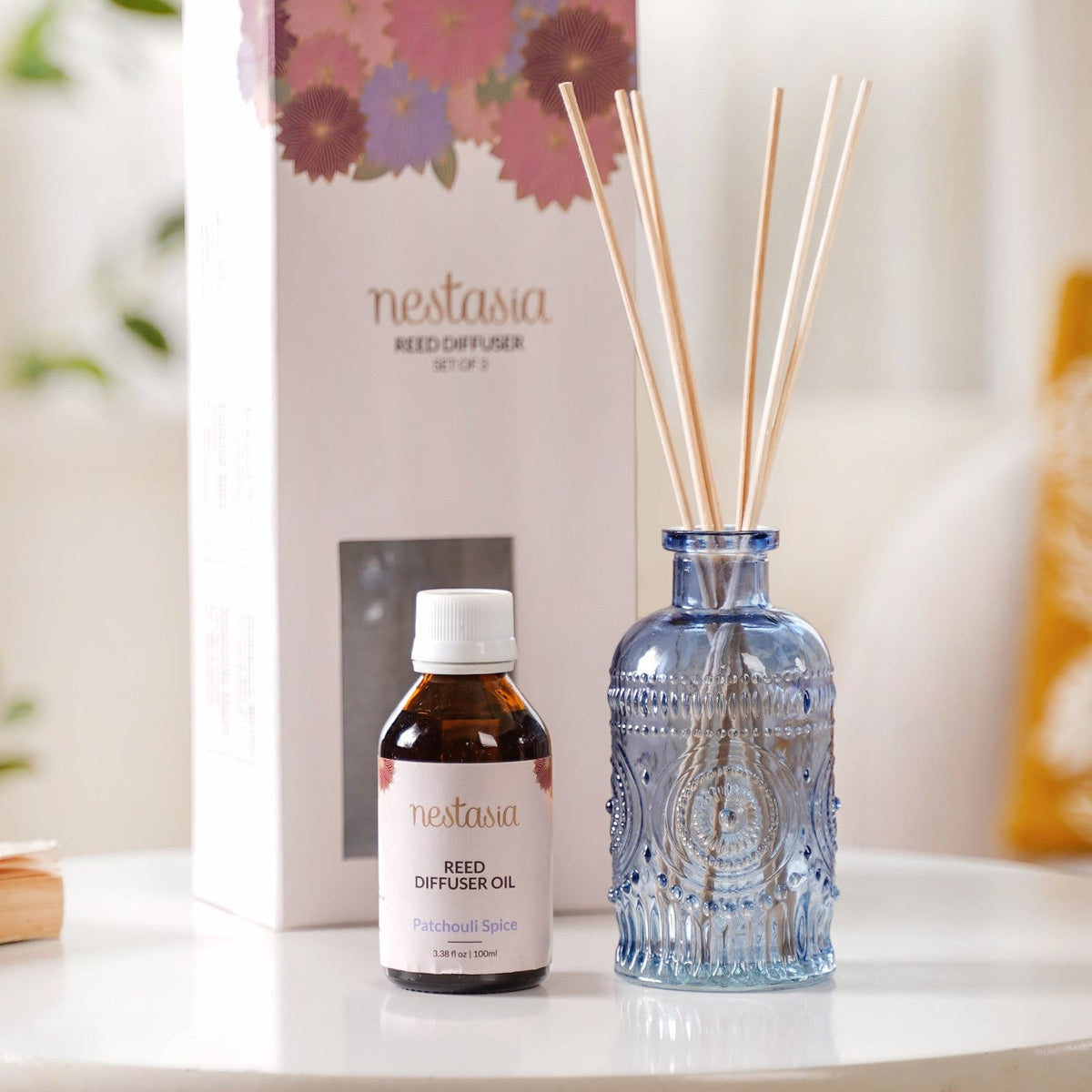 Patchouli Spice Reed Diffuser Gift Set Of 3 Nestasia