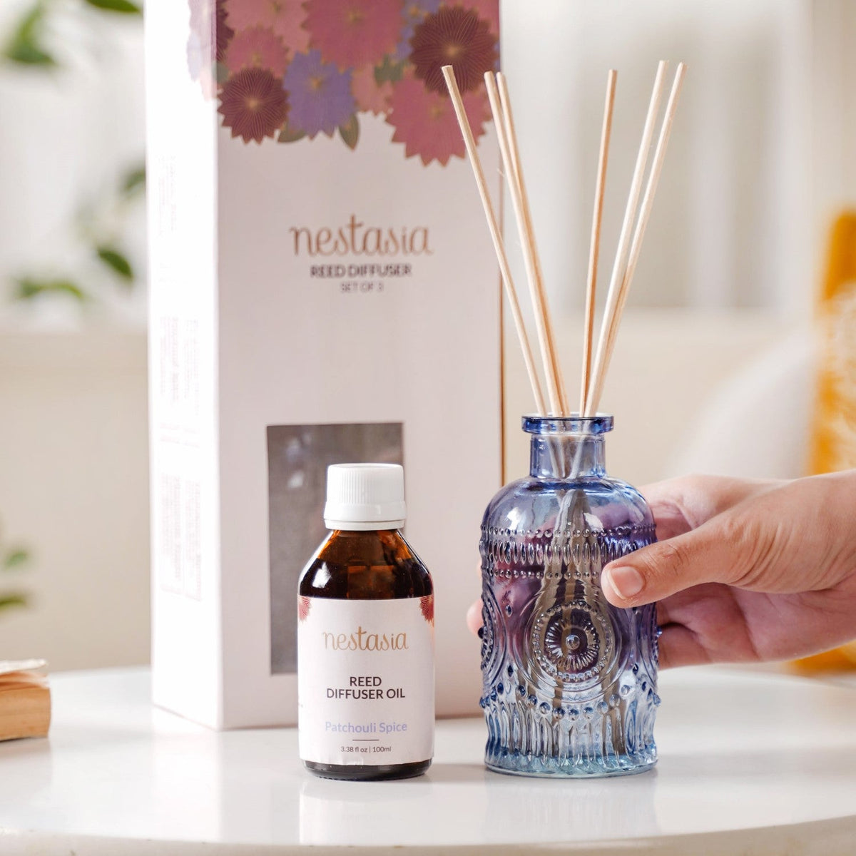 Patchouli Spice Reed Diffuser Gift Set Of 3 Nestasia