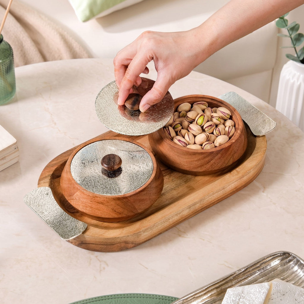 Celeste Snack Bowl With Tray Set Of 3 Nestasia