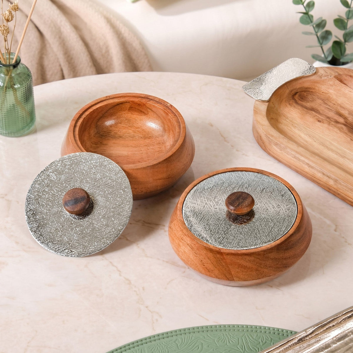 Celeste Snack Bowl With Tray Set Of 3 Nestasia