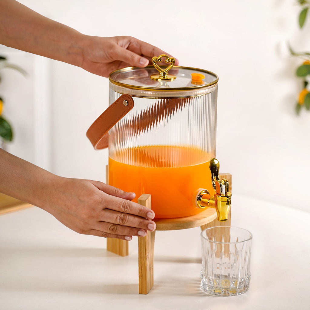Fluted Chic Drink Dispenser With Handle And Stand 3600ml Nestasia