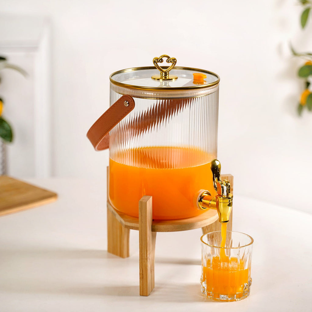 Fluted Chic Drink Dispenser With Handle And Stand 3600ml Nestasia