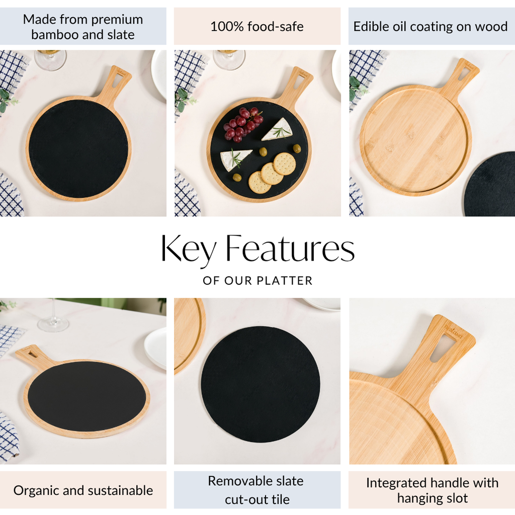 Removable Slate Round Serving Platter 26cm Nestasia