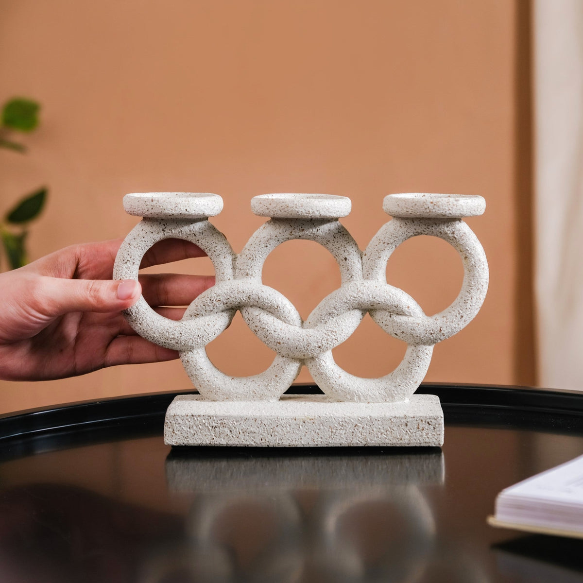 Olympic Rings Sculpture Candle Stand Nestasia