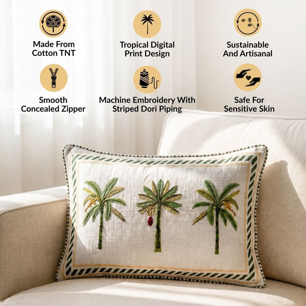 Resort Grove Cotton Embroidered Cushion Cover 50x35cm Nestasia