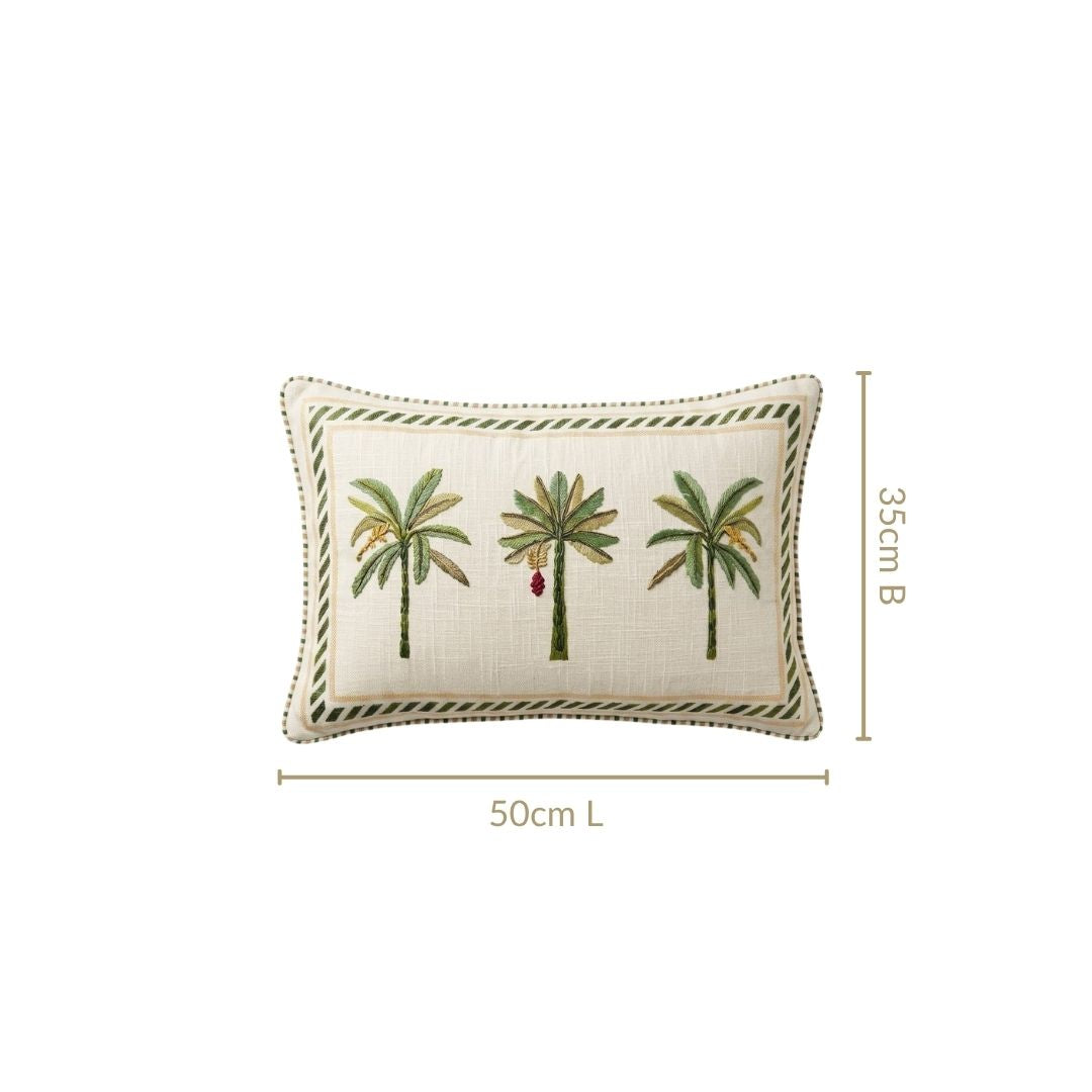 Resort Grove Cotton Embroidered Cushion Cover 50x35cm Nestasia