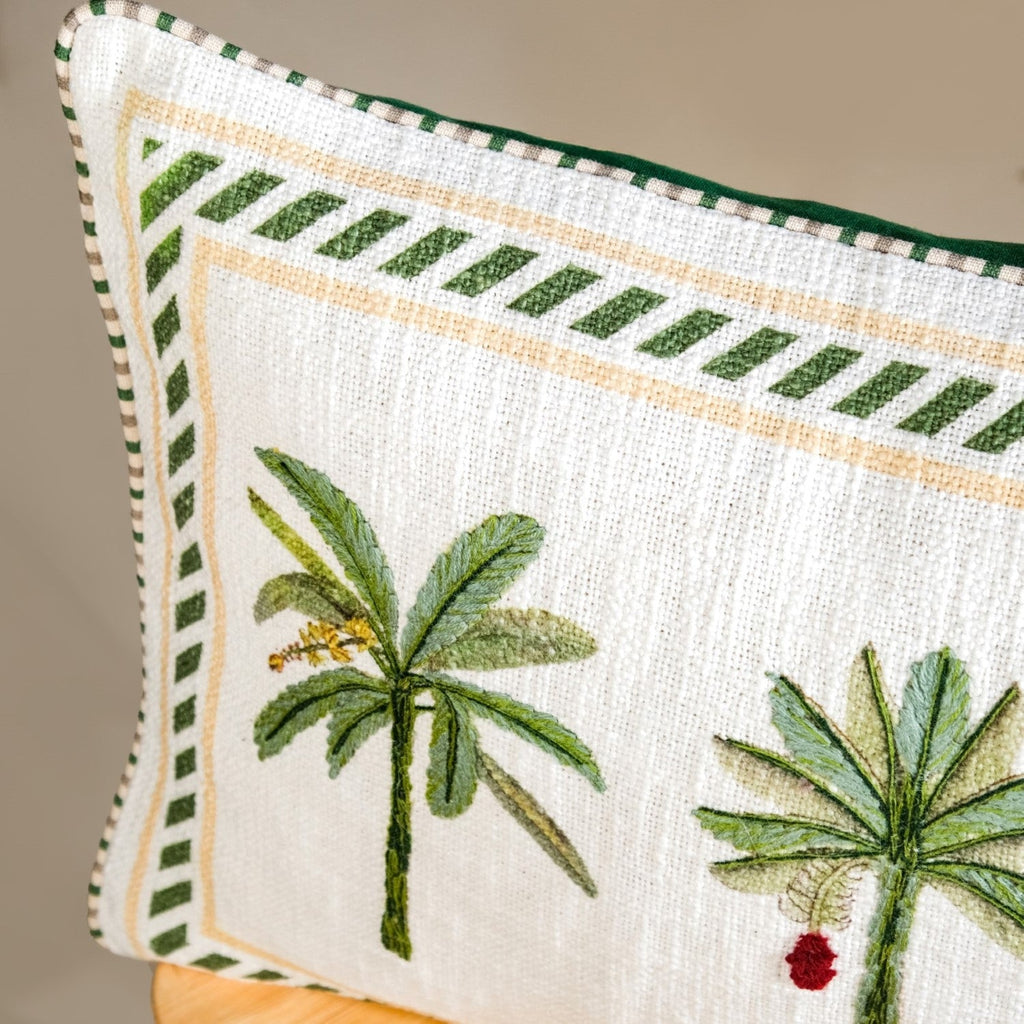 Resort Grove Cotton Embroidered Cushion Cover 50x35cm Nestasia